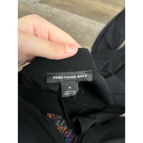 SOMETHING NAVY WIDE LEG TROUSERS HIGH WAISTED BLACK SIZE 14 - Picture 7 of 10